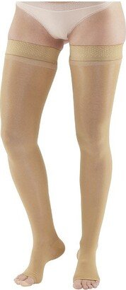 Ames Walker AW Style 266 Adult Signature Sheers 20-30 mmHg Compression Open Toe Thigh Highs w/Dot Band Silky Nude Small