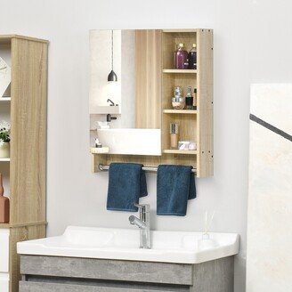 kleankin 23.5 Inch x 27.5 Inch Medicine Cabinet with Mirrored Door, Adjustable Shelf, Towel Rack - 23.5 x 6 x 27.5