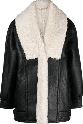 Shearling-Lined Leather Coat-AA