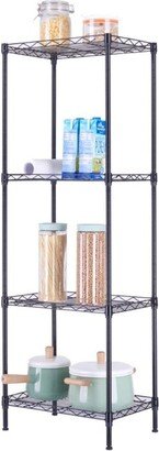 No 4-Tier Black Steel Wire Shelving Unit Storage Rack