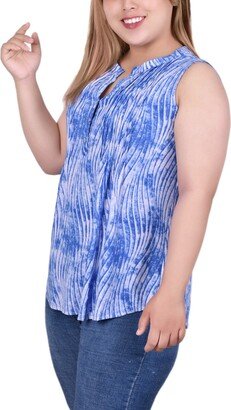 Plus Size Sleeveless Jacquard Y Neck Top