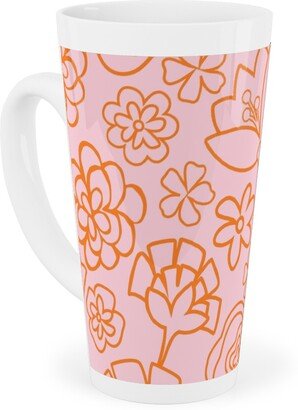 Mugs: Flower Confetti - Pink Tall Latte Mug, 17Oz, Pink