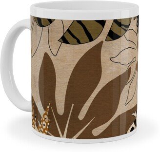 Mugs: Safari Camouflage - Earthy Ceramic Mug, White, 11Oz, Brown