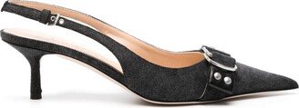 Jeanne 70mm denim slingback pumps