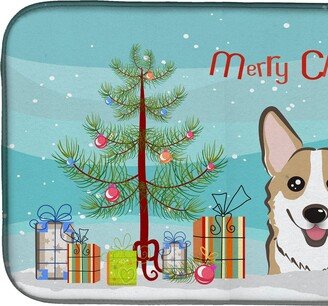 14 in x 21 in Christmas Tree and Sable Corgi Dish Drying Mat