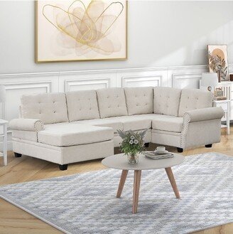 120 Modern U-Shaped Upholstered Corner Sectional Sofa Couch