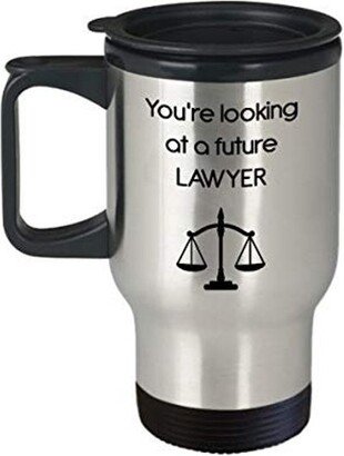Future Lawyer Travel Mug - You're Looking At A Lawyer- Funny Tea Hot Cocoa Insulated Tumbler Novelty Birthday Christmas