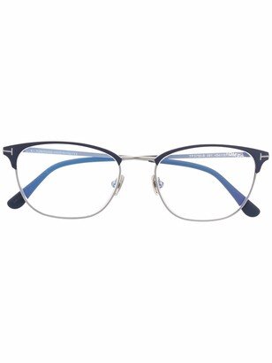 Polished-Effect Square-Frame Glasses