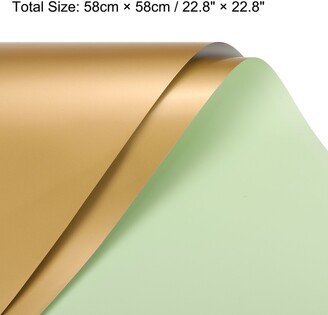 Unique Bargains Double Sided Color Flower Wrapping Paper Light Green+Gold 22.8