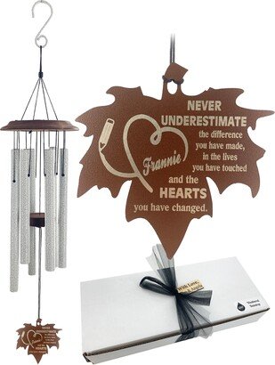 Teacher Appreciation Custom Wind Chime Gift With Leaf - Deep Tone & Personalized Thank You For A Special