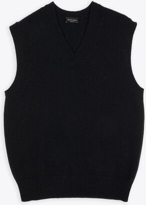 Gilet Scollo V Comfy Black wool v-neck vest