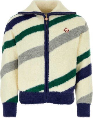 Logo Patch Zipped Cardigan-AA