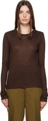 Brown Crewneck Long Sleeve T-Shirt