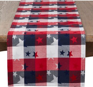 Saro Lifestyle Checkered Tablecloth with Stars Design