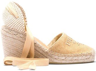 Linen Espadrille Wedge Sandals