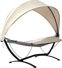 Sea Breeze Luxury Steel Frame Lounger with Canopy - Blue Wave