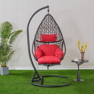 Patio PE Rattan Swing Chair With Stand