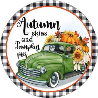 Pumpkin Truck Sign - Fall Autumn Wreath Metal