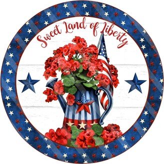 Round Sweet Land Of Liberty Patriotic Wreath Sign, Signs For Wreaths, Enhancement