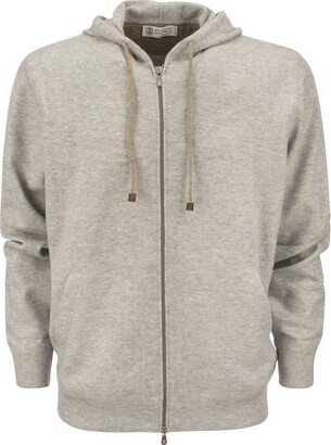 Drawstring Zipped Knitted Hoodie-AA