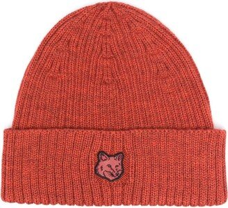 Fox-Patch Ribbed-Knit Beanie