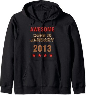 January Leopard Print Awesome since 2013 January Awesome since January 2013 Leopard Print January Birthday Zip Hoodie