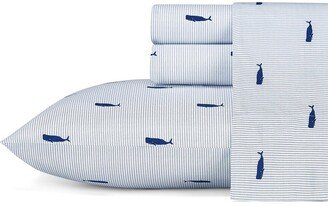 Whale Stripe 4Pc Blue Sheet Set