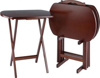 Corbett 5-Pc Oversize Snack Table Set, Walnut - 22.83 x 15.67 x 25.79 inches