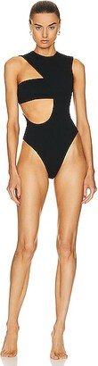 Crepe 80's One Piece Swimsuit in Black