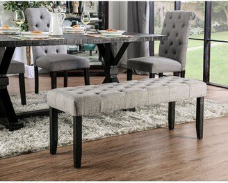 Fabric and Wood Dining Bench