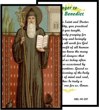 Saint Benedict Of Nursia Patron Europe Prayer Card Laminated in Sets Just One