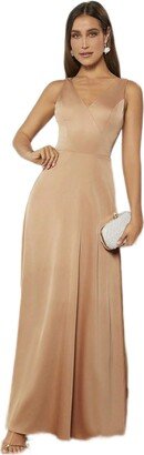 BONGDA Women's Dresses Solid Crisscross Open Back Satin Dress Dress for Women (Color : Apricot