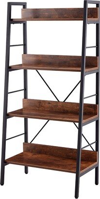 hommetree 4-Layer Display Bookshelf H Ladder Shelf with Metal Frame