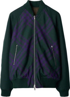 Wool-Blend Reversible Bomber Jacket-AA