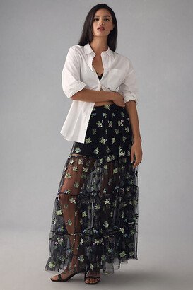 Sheer Embroidered Maxi Skirt