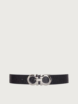 Man Reversible and adjustable Gancini belt Black