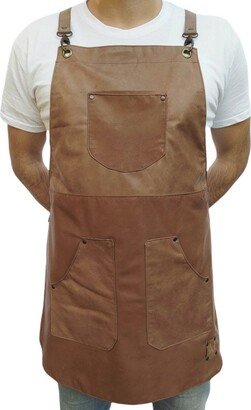 Taba Leather Apron With Pockets & Crossed Straps, A Unique Proposal Unisex Leather Apron