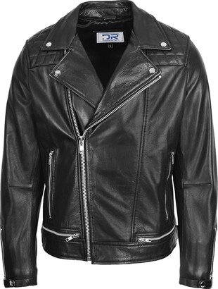 Divergent Retail DR169 Men’s Real Leather Biker Jacket Black (as8