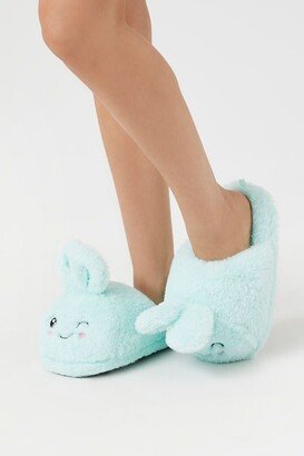 Women's Bunny Plush House Slippers in Blue Large