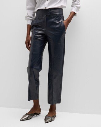 Nappa Leather Straight-Leg Trousers