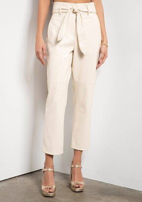 Kimiko Faux Leather Pant In Pearl Ivory