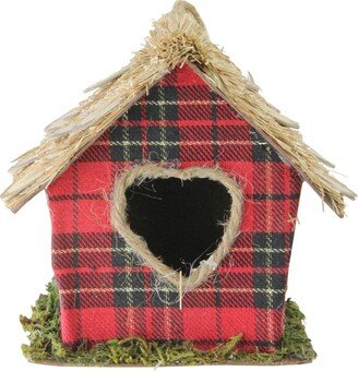 Northlight 5.25 Red Plaid Christmas Birdhouse Ornament with Heart Shaped Door