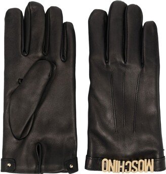 Logo-Letter Leather Gloves