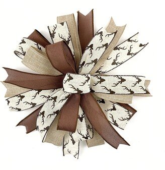 Deer Themed Bow For Wreaths Or Signs Lanterns, Ready-Made Wreath Accessory Embellishment, Decor, Outdoor