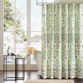 Heather 100% Microfiber Printed Shower Curtain Green