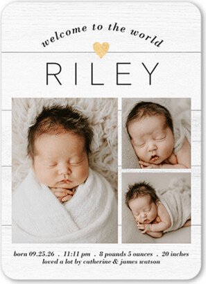 Birth Announcements: Worldly Welcome Birth Announcement, White, 5X7, Signature Smooth Cardstock, Rounded