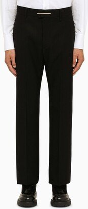 Regular black wool trousers-AA