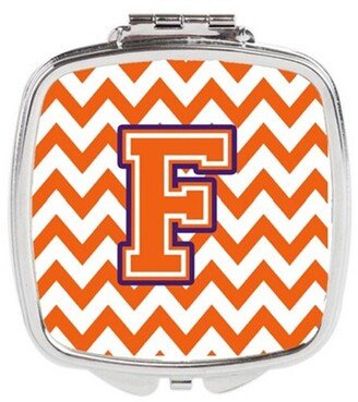 CJ1062-FSCM Letter F Chevron Orange & Regalia Compact Mirror