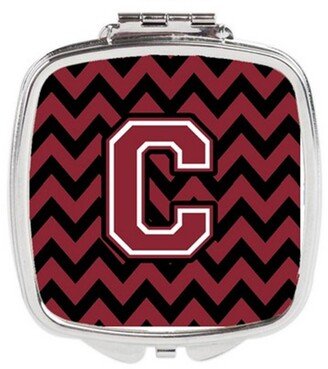 CJ1052-CSCM Letter C Chevron Garnet & Black Compact Mirror