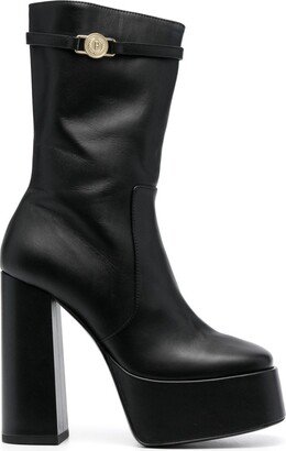 140mm Platform Leather Boots